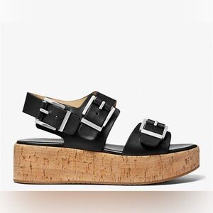 Michael Kors Colby Flatform Sandals Black Leather Size 8.5 – Brand New in Box